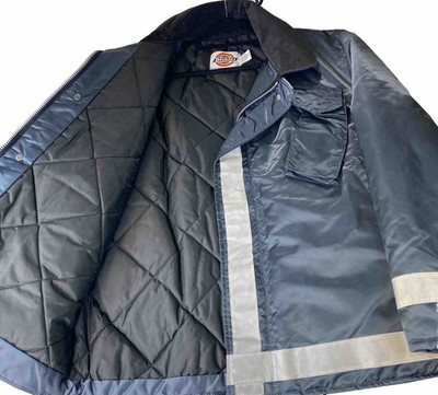 VTG USA Dickies Workwear Jacket Reflective Men 2XL High Visibility Quilted Liner