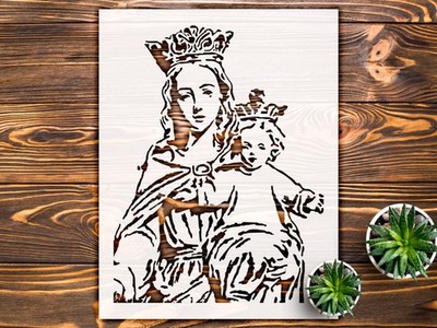 Woman Holding Child Crowns Wall Art Reusable Plastic Stencil - StencilAir