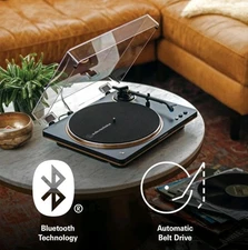 Audio-Technica AT-LP70XBT W Bluetooth Speaker, Headphones, Record Cleaning Kit