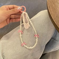 Ballerina Cute Phone keychain bag charm with Pearl Strap set of 1 Pink