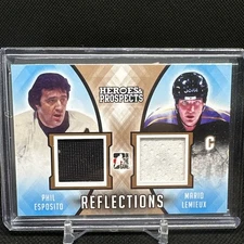 2017 HEROES AND PROSPECTS PHIL ESPOSITO / MARIO LEMIEUX BRONZE GAME USED!