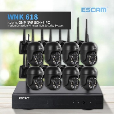 Surveillance Camera WIFI Wireless 8CH NVR+8pcs Biack Dome 3MP HD Security Camera