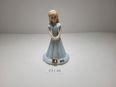 Enesco Growing Up Girls Vintage Figurine Blonde Hair Girl Age10 E2310 Blue Dress