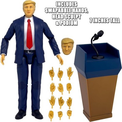 Figures Toy Company - Figura Parlante Donald Trump 7 Pollici, Con Podio Deluxe E Parti Intercambiabili, Action Figure Da Collezione
