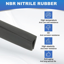 3/16" Rubber Edge Trim, 10 ft Flexible U Channel Edge Guard Protector for She...