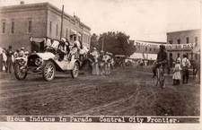 Central City NE Nebraska Sioux Indians in Cars Parade 1914 RPPC Postcard COPY