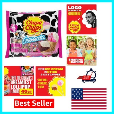 Delicious Cremosa Lollipop Bag: 25 Assorted Ice Cream Flavors, Gluten-Free Treat