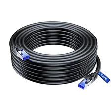 Maximm Cat6 Heavy Duty Outdoor Cable 50 ft - Black - Zero Lag Pure Copper, Wa...