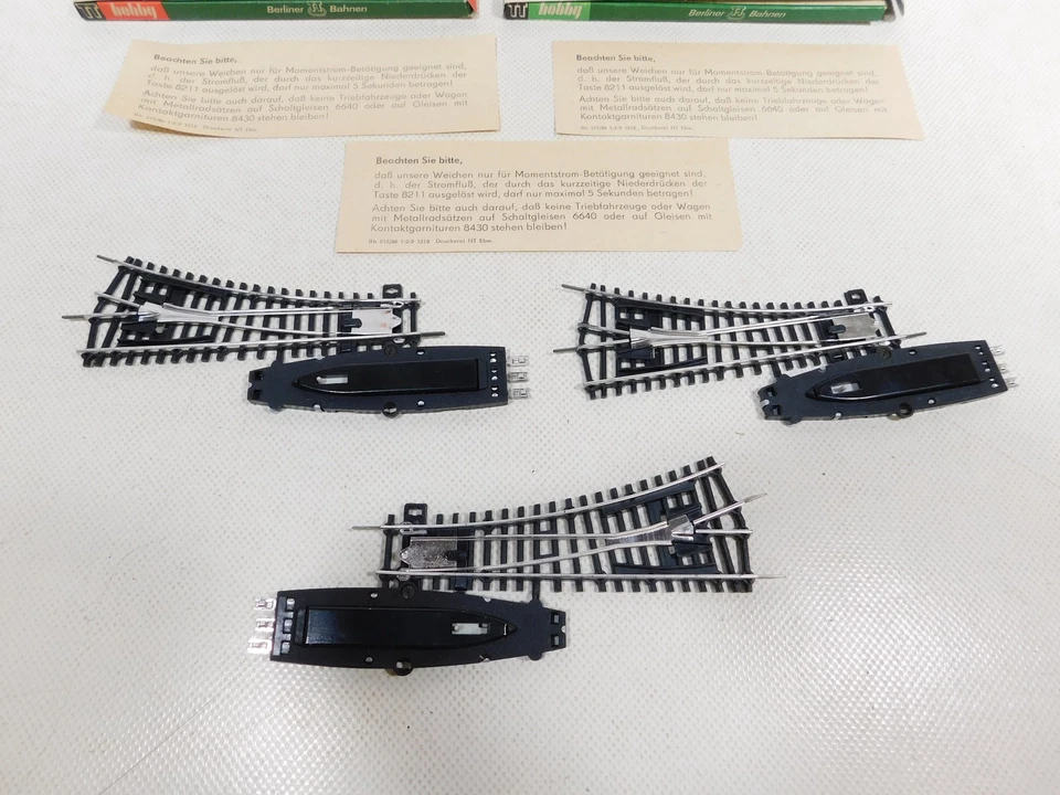 3x Zeuke Berliner TT Bahnen Spur TT E-Weichen links rechts sg/TOP+OVP #EF340-0,5 - Bild 2 von 3