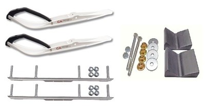 C&A Pro White Razor Snowmobile Skis w/ 4.5'' Shaper Bars Complete Kit Polaris