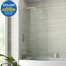 800mm Bath Shower Screen Bathroom Curved Pivot Chrome Reversible Frameless Glass