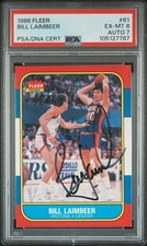 1986 FLEER BASKETBALL BILL LAIMBEER AUTOGRAPHED (PSA CARD 6 AUTO 7)