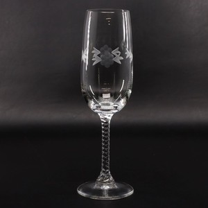 Etched Crystal Champagne Flute Floral Etched Swirled Stem Vintage