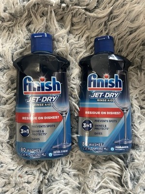 2-PK Finish. Jet-Dry 3-in-1 Rinse Aid-8.45oz. 80 Washes Each Bottle 