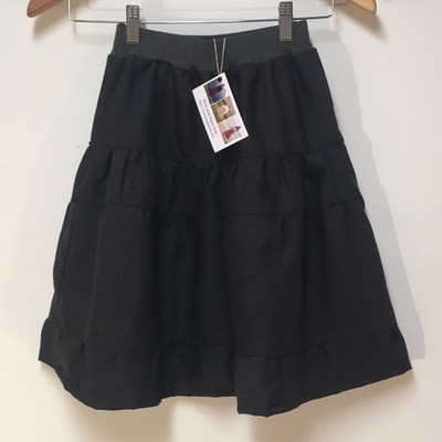 Skirt 100% Wool Girls 3 Midi Black Gray Ruffle Tiered Preppy Mom and Pop's Kids