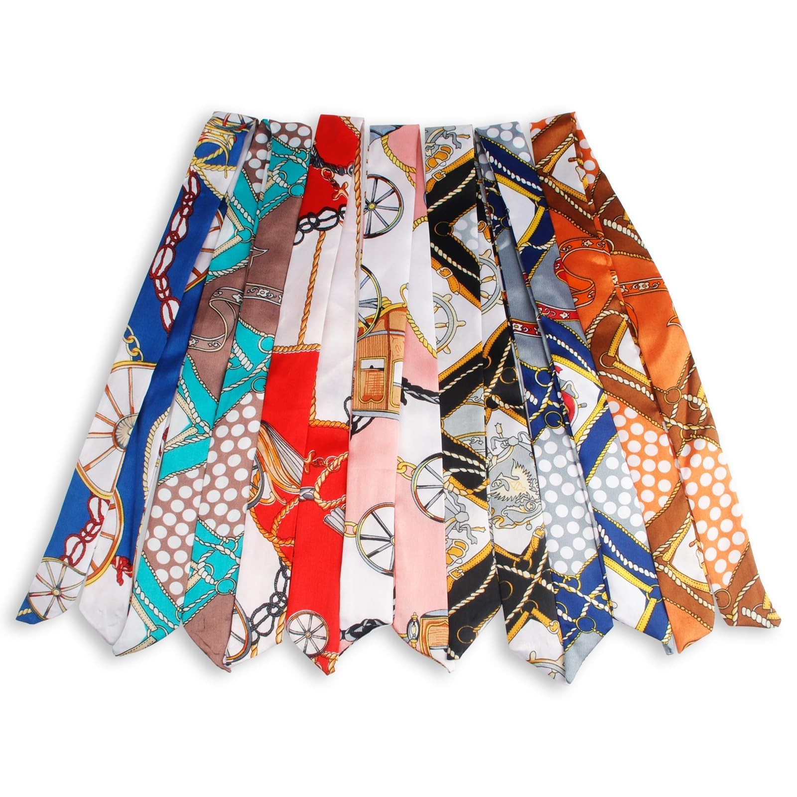 7 Pack Satin Handbag Handle Wrap Ribbon Neckerchief Scarf for Women