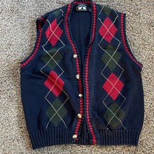 Vintage Woods  Gray  Men  s Argyle Sweater Vest  80  s Preppy  Size Large 