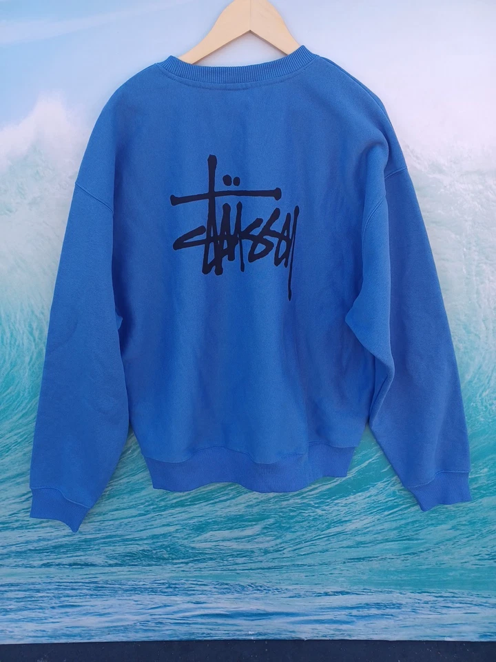 Stussy Basic Logo True Blue Crew Sweatshirt Mens XXL #0491 - Image 3 of 3