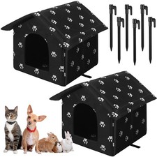 2 Pcs 13.78 x 11.81 x 13.78 Inches Feral Cat Shelter Outdoor Cat House Weathe...