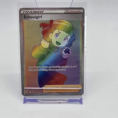 Pokemon Schoolgirl 277/264 Fusion Strike Rainbow Rare Secret Rare Trainer Card