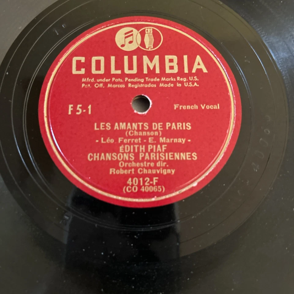 EDITH PIAF-Les Amants De Paris /Monsieur Lenoble-COLUMBIA 4012-F VG+ 78 10" Foto 2 de 4