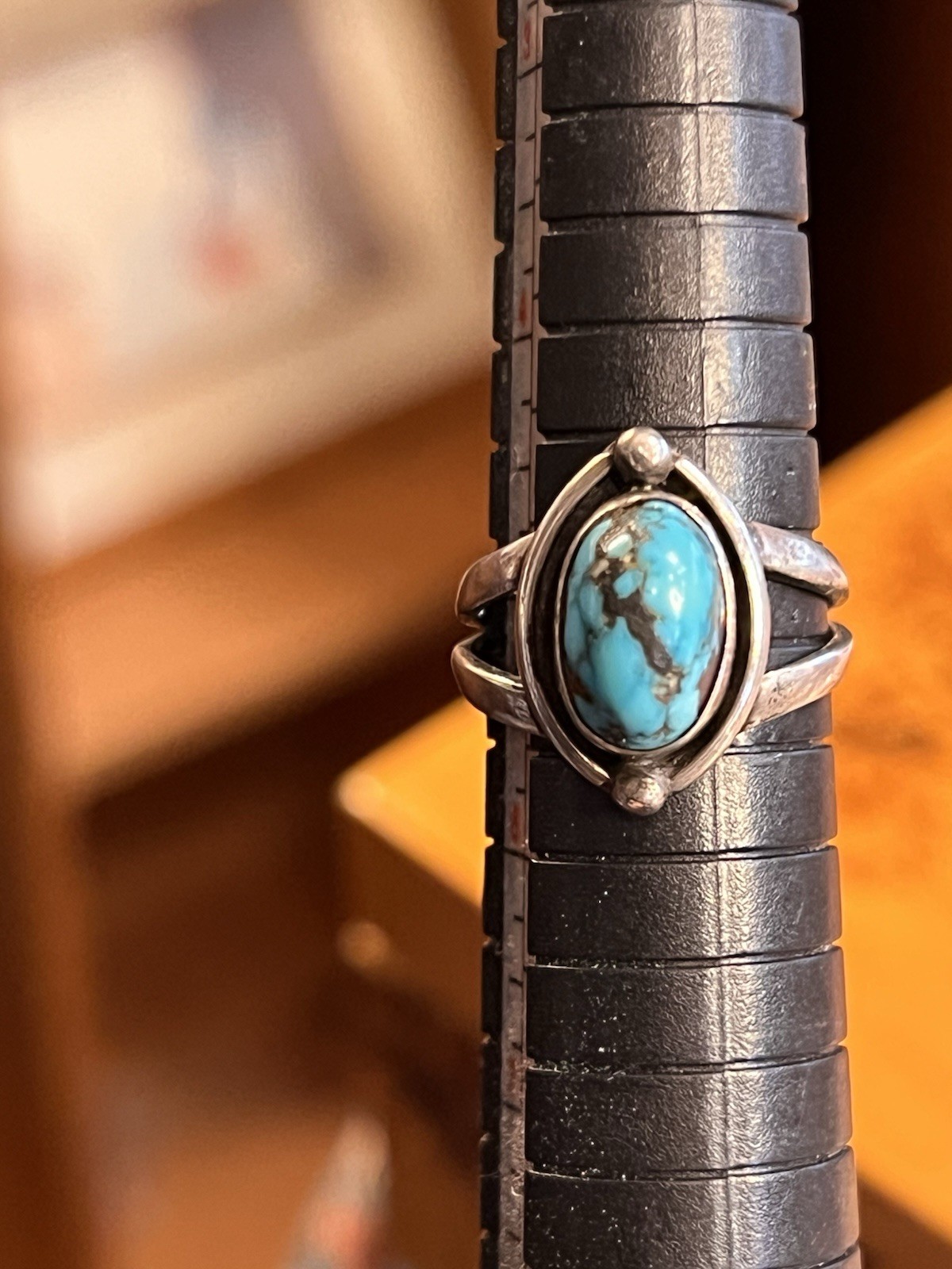 Unsigned Southwestern Turquoise Ring Vintage Size… - image 7