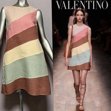 Valentino Linen Dress Diagonal Stripe 42 2015SS Runway