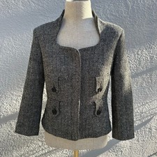 Cache brand women's tweed chevron keyhole neck jacket Sz 4