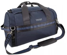 Versace Parfums Duffle dark blue Backpack faux leather gym Weekender travel Bag