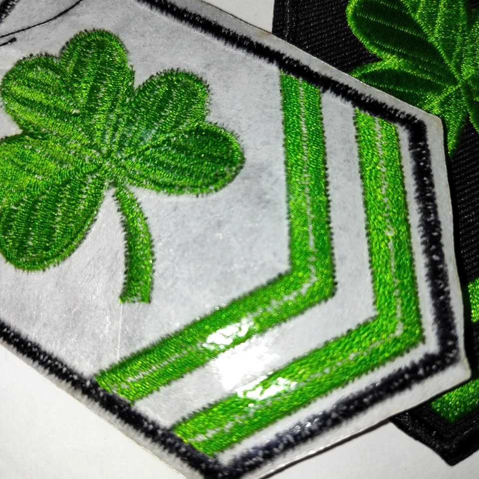 Irish Shamrock Clover Embroidered Iron-On Patches – Military Style Set of 3 4" - Image 2 of 4