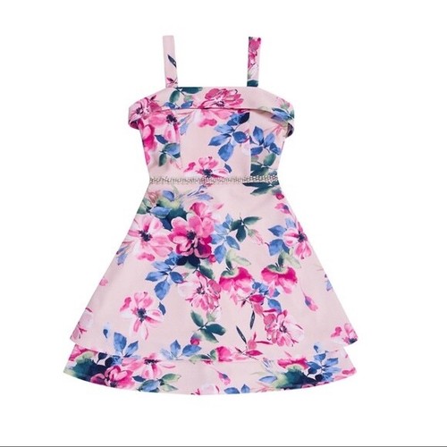 NWT Kids Speechless Jeweled Waist Floral Fit & Flare Dress Pink Girls Size 10