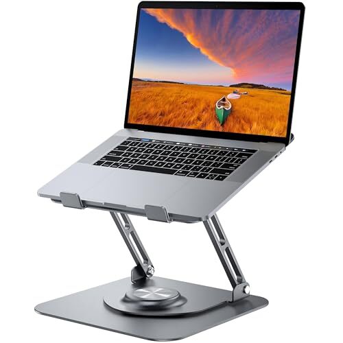 Adjustable 360° Rotating Grey Laptop Stand for Desk  
