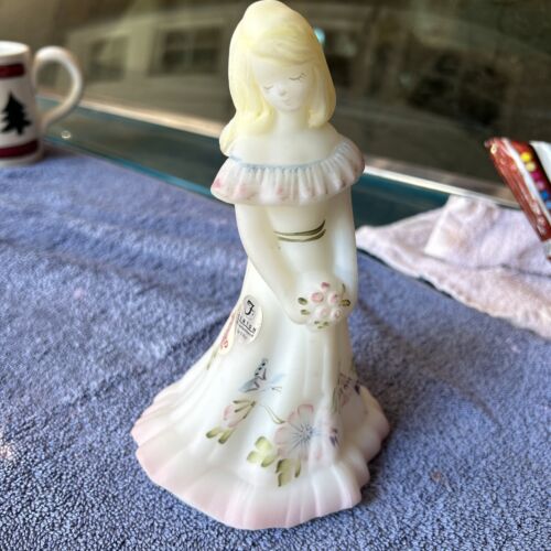 Fenton Bridesmaid, Satin White, Hand Painted, Signed Shelly Fenton, #2133