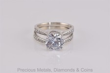 Sterling Silver 10mm Cubic Zirconia Double Accented Band Ring CN 925 Sz: 9