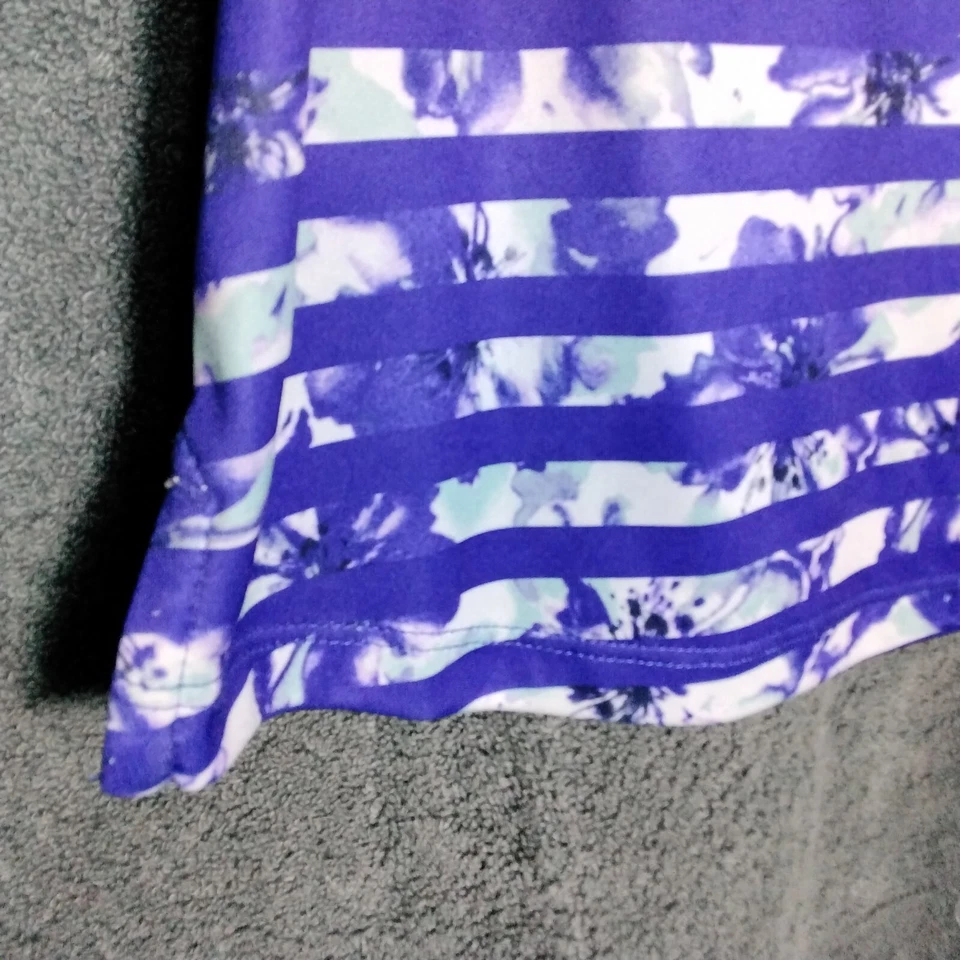 PGA Tour golf Womens Tank top Size M Blue Floral Stripes Sleeveless Button - Image 3 of 4