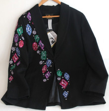 Bob Mackie Wearable Art Sz Small Black Embroiled Rhinestone Blazer Jacket NWT