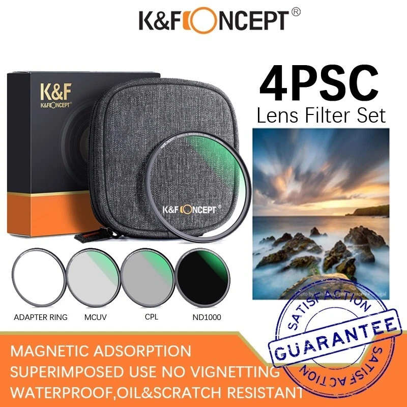 K&F 37mm-46mm MCUV+CPL+ND1000+Adapter Ring Magnetic 4 in 1 Lens Filter Kit - Image 2 of 4