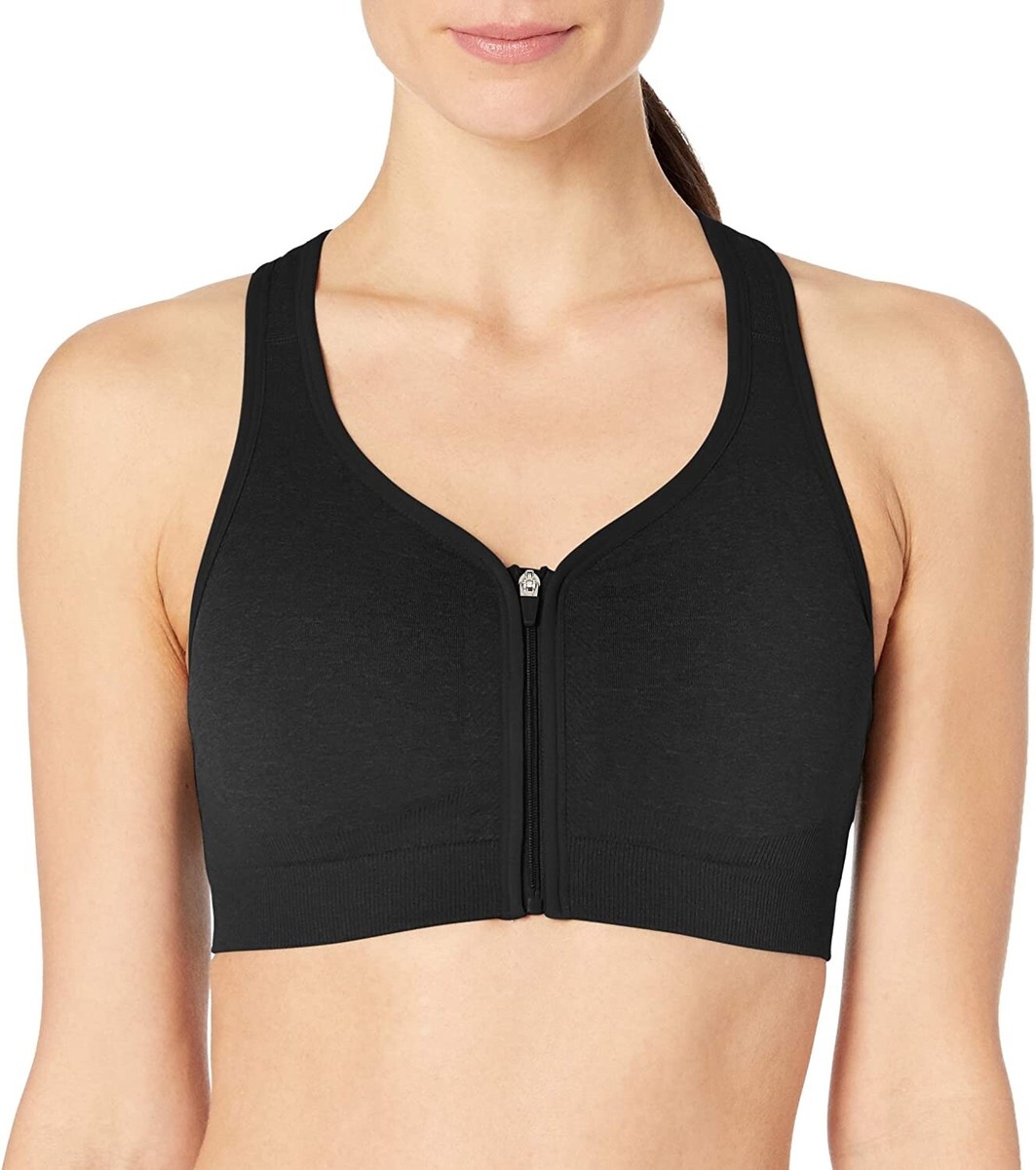 Jockey 253493 Women's Zip Front Seam Free Bra Underwear Black Size