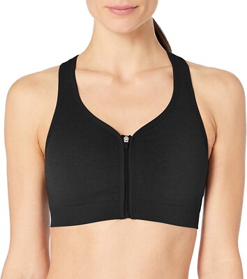 Jockey 253493 Women's Zip Front Seam Free Bra Underwear Black Size