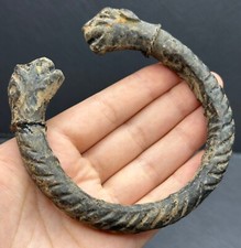 WONDERFUL ANCIENT GREEK ROMAN BRONZE TIGER ANIMAL BANGLE 300 BC
