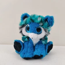Fiesta Fancies Wolf Blue ,Teal & Black 8" Glitter Eyes Stuffed Animal Plush Toy 