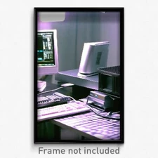 Pixel Art Poster - Silver Computer (8 Bit Psychedelic Trippy Video Game Print)