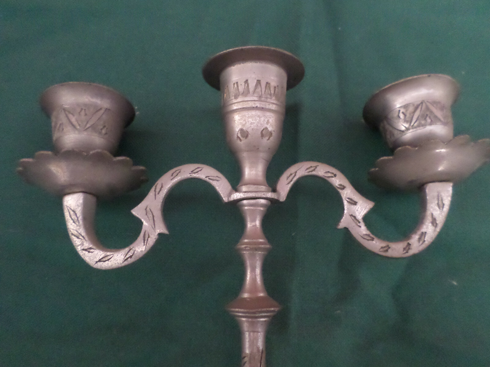 Vintage Z. Y. India World Gift Metal Etched Candelabra Tapered Candle