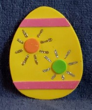 Pretty Yellow Easter Egg, Foam Refrigerator Magnet, Made in the USA