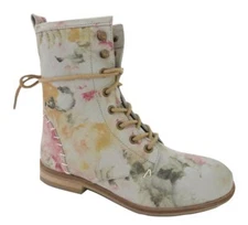 New NIB Coolway Eleonor Floral Suede Combat Lace-Up Granny Victorian Boots RARE!