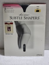 JCPENNEY SUBTLE SHAPER GIRDLE TOP PANTYHOSE SHEER LEG SZ SHORT COLOR NAVY USA