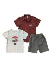 Boys 3 pcs Checks Shirt and Shorts