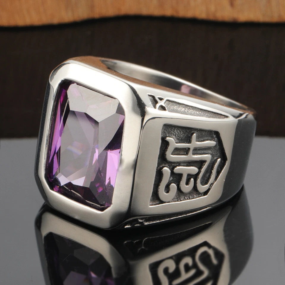 钛钢戒指,统治方形宝石,不锈钢情侣戒指 — 第 3/4 张图片