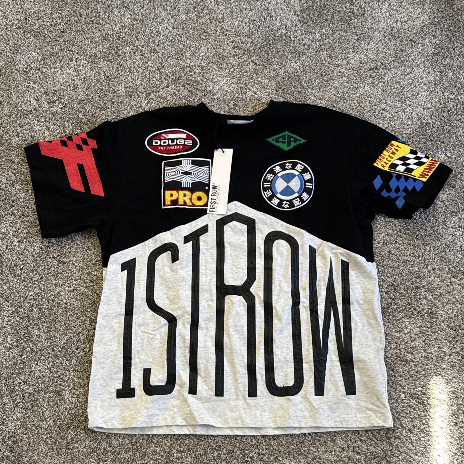 Camicia da corsa prima fila uomo XL bianca manica corta nuova con etichetta