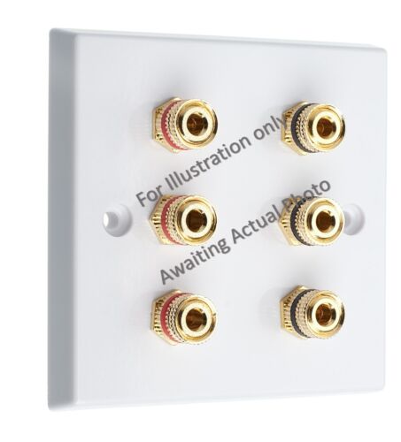 Audio Speaker 3.0 AV Wall Face Plate 6 Terminal Binding Posts for Banana Plugs - Picture 8 of 18